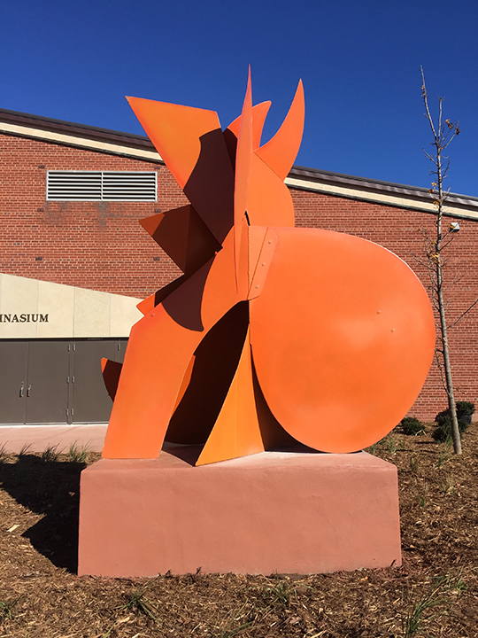 Sabrina in Orange, welded painted steel plate, 2016