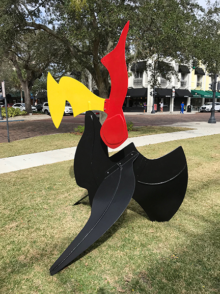 Five large sculptures in downtown Winter Park, Florida